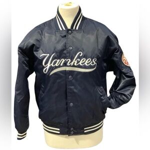 VINTAGE MAJESTIC AUTHENTIC COLLECTION NEW YORK YANKEES SATIN BOMBER JACKET Large